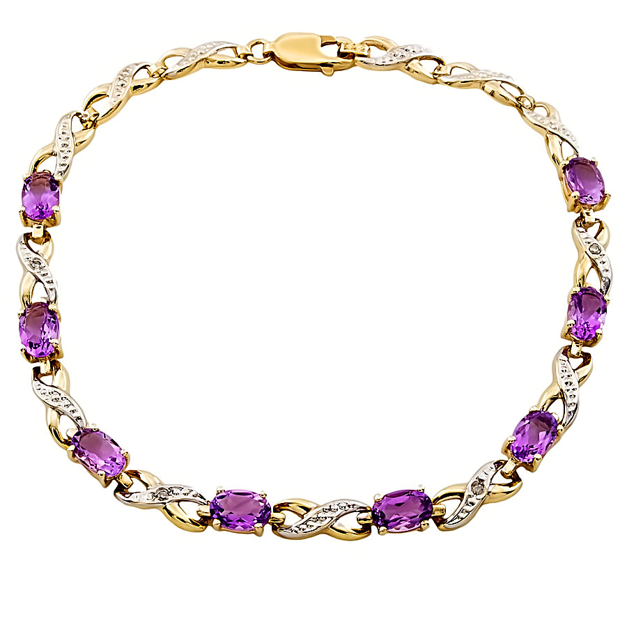 9ct gold Amethyst / Diamond Bracelet